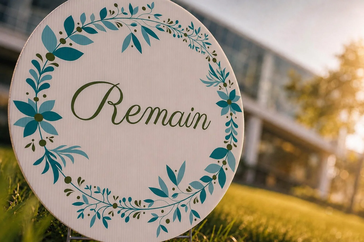 Round Remain 2020 women’s conference sign displayed near the entrance of an event venue.