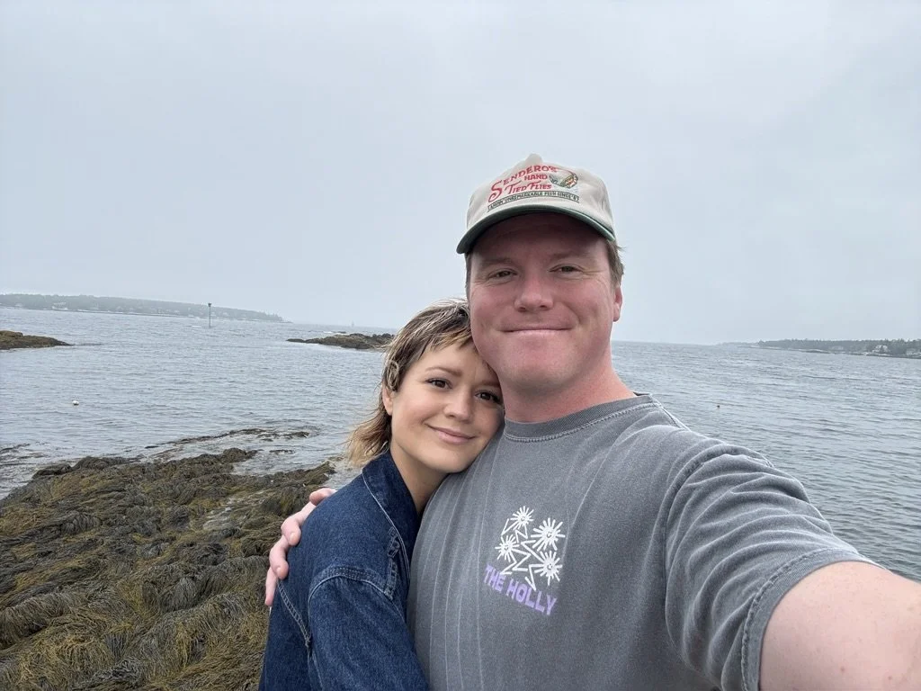 Freshly engaged (and Callie with a bad DIY haircut) 