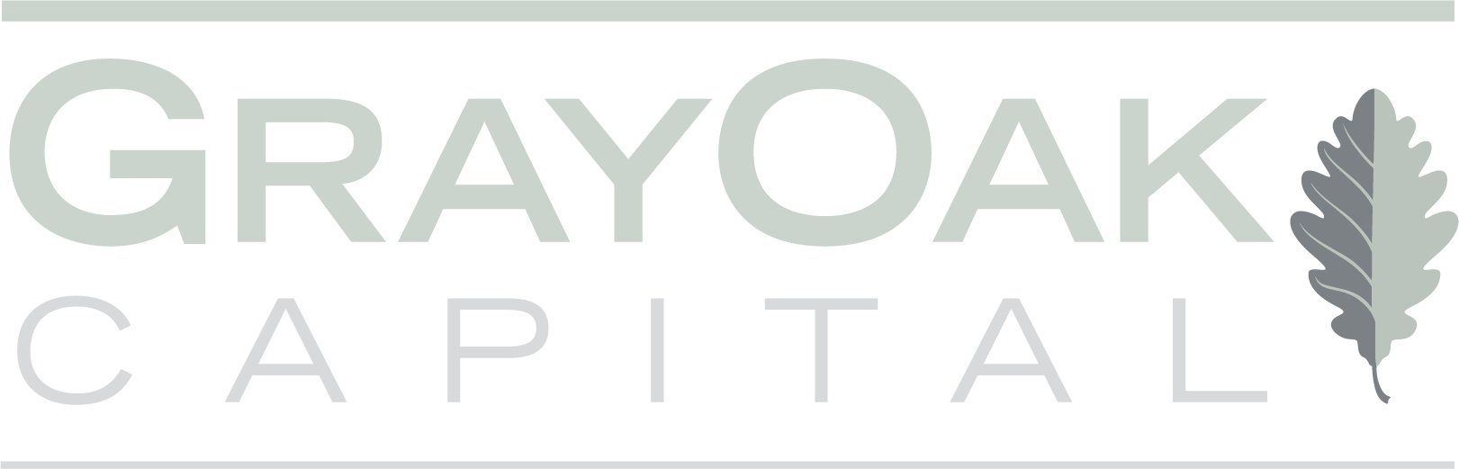 Logo for Grayoak Capital with the words "GRAYOAK CAPITAL" and a gray oak leaf on the right