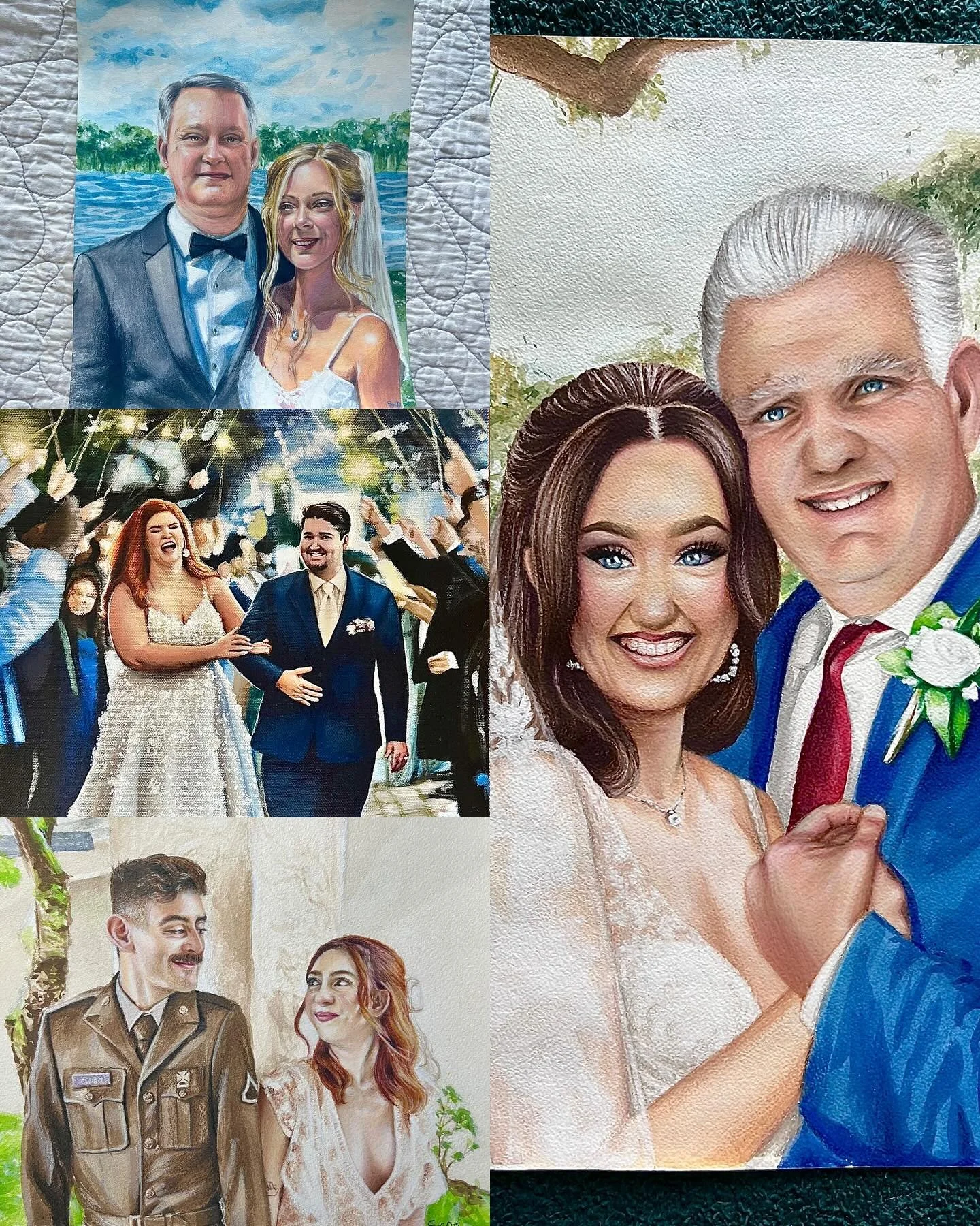 🩵💙💍👰🏼&zwj;♀️🎨Popping into my social media for an&hellip; art post??? 
These are only some of the pieces I&rsquo;ve been up to in my absence, I was contacted by several friends and family for commissions depicting their loved ones&rsquo; wedding
