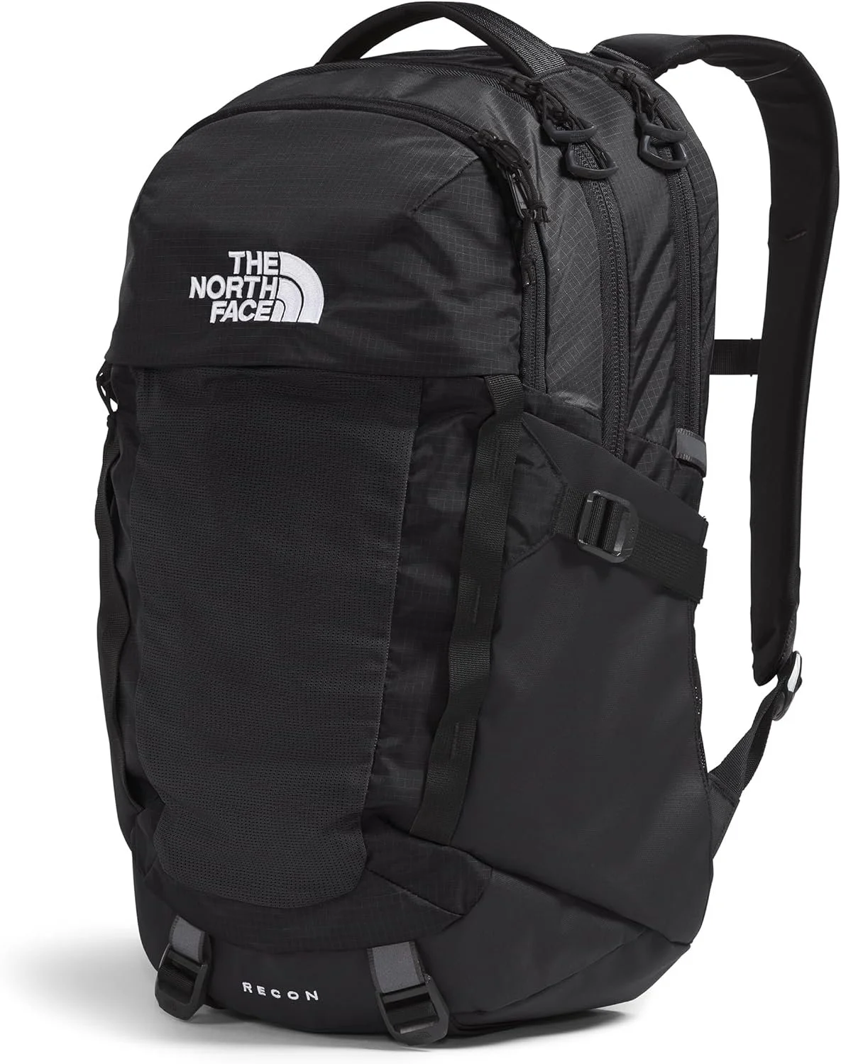 The North Face Recon Everyday Laptop Backpack - Daypack, Water Repellent, 16" Laptop Sleeve, 2 Water Bottle Pockets, TNF Black/TNF Black-NPF, One Size