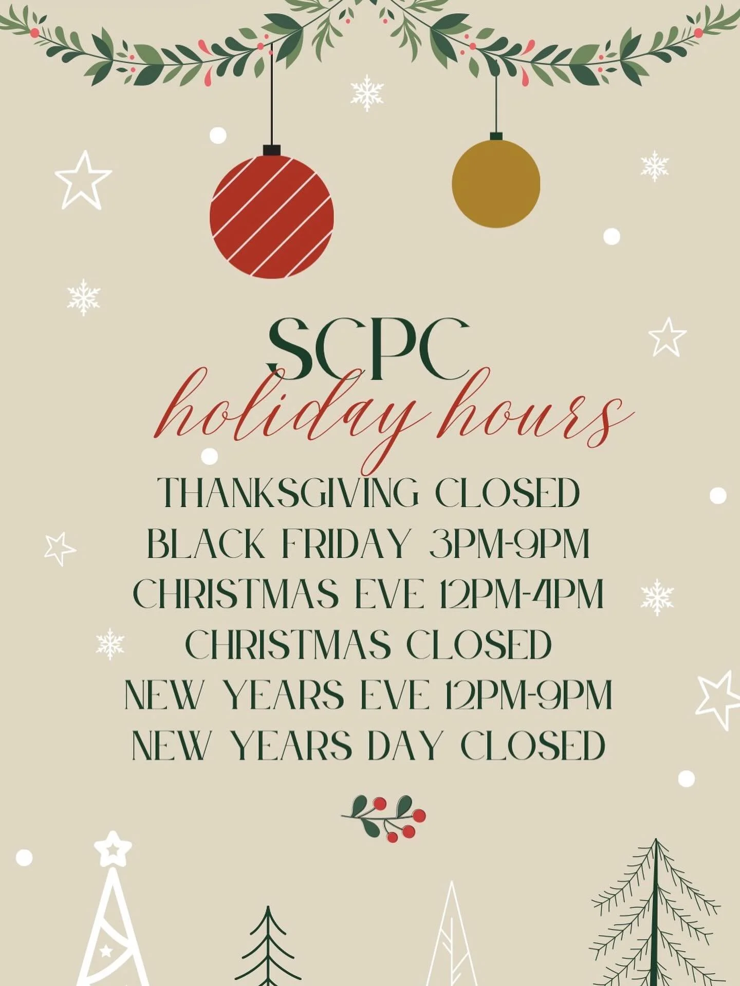 Holiday Hours are here! Be sure to follow @southcreek_shopping for all the exciting upcoming events happening in our center!