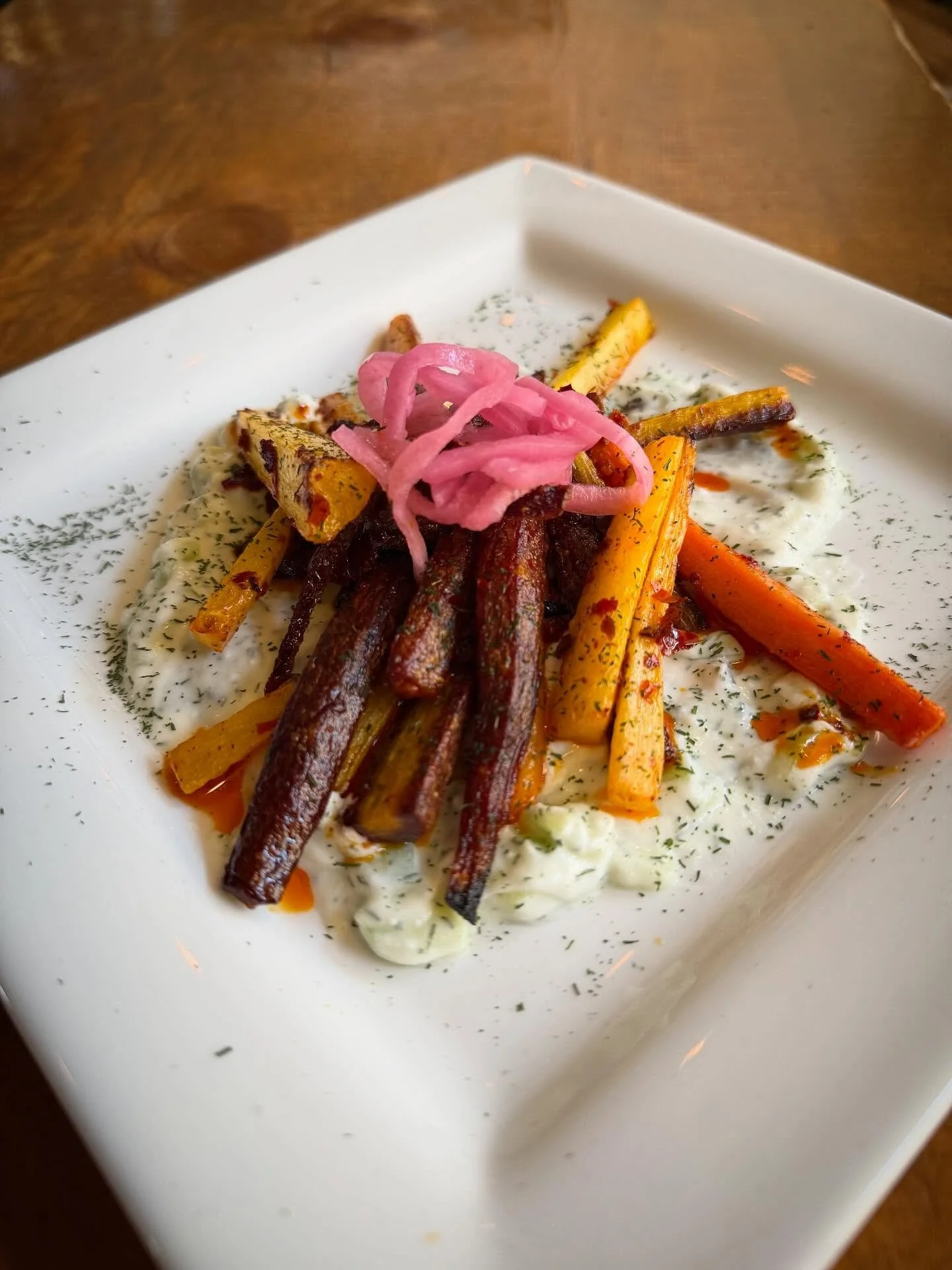 Wood Fired Harissa Heirloom Carrots with House Made Tzatziki. Get them while you can!