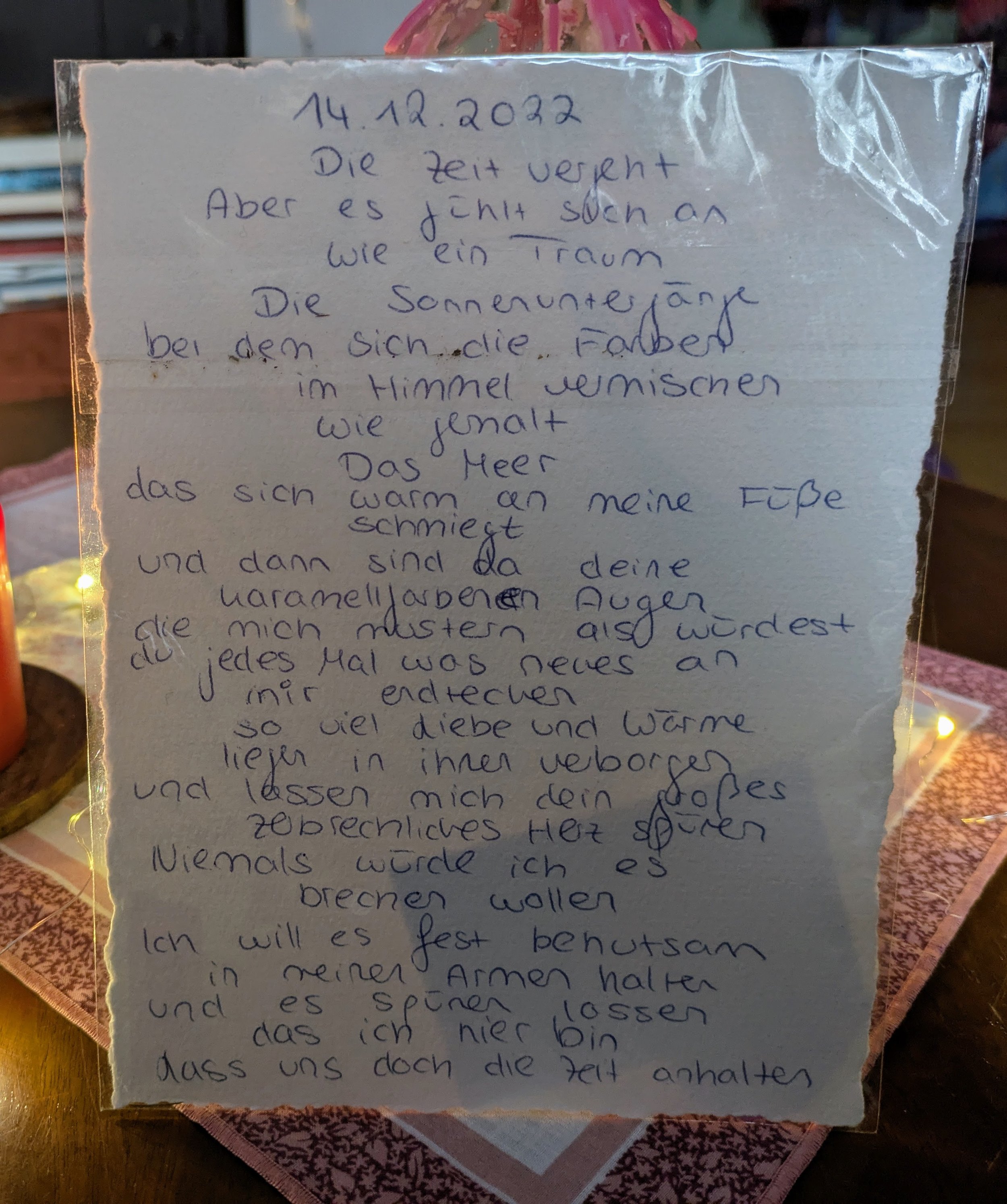 Lass uns doch die Zeit anhalten - Poesie