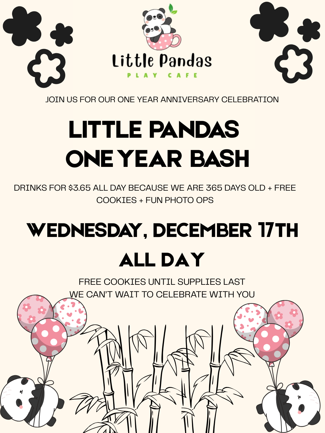 🎉 YOU’RE INVITED — LITTLE PANDAS TURNS ONE! 🎉