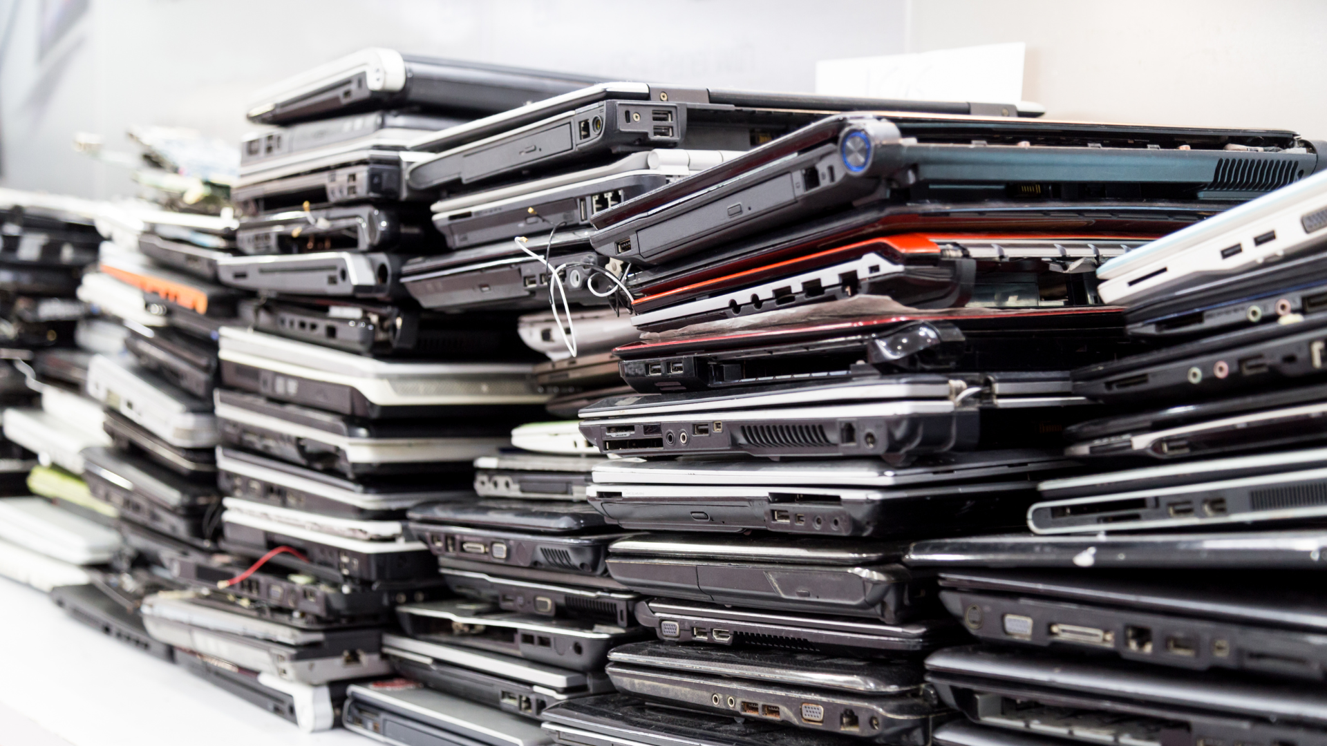 Stack of laptops
