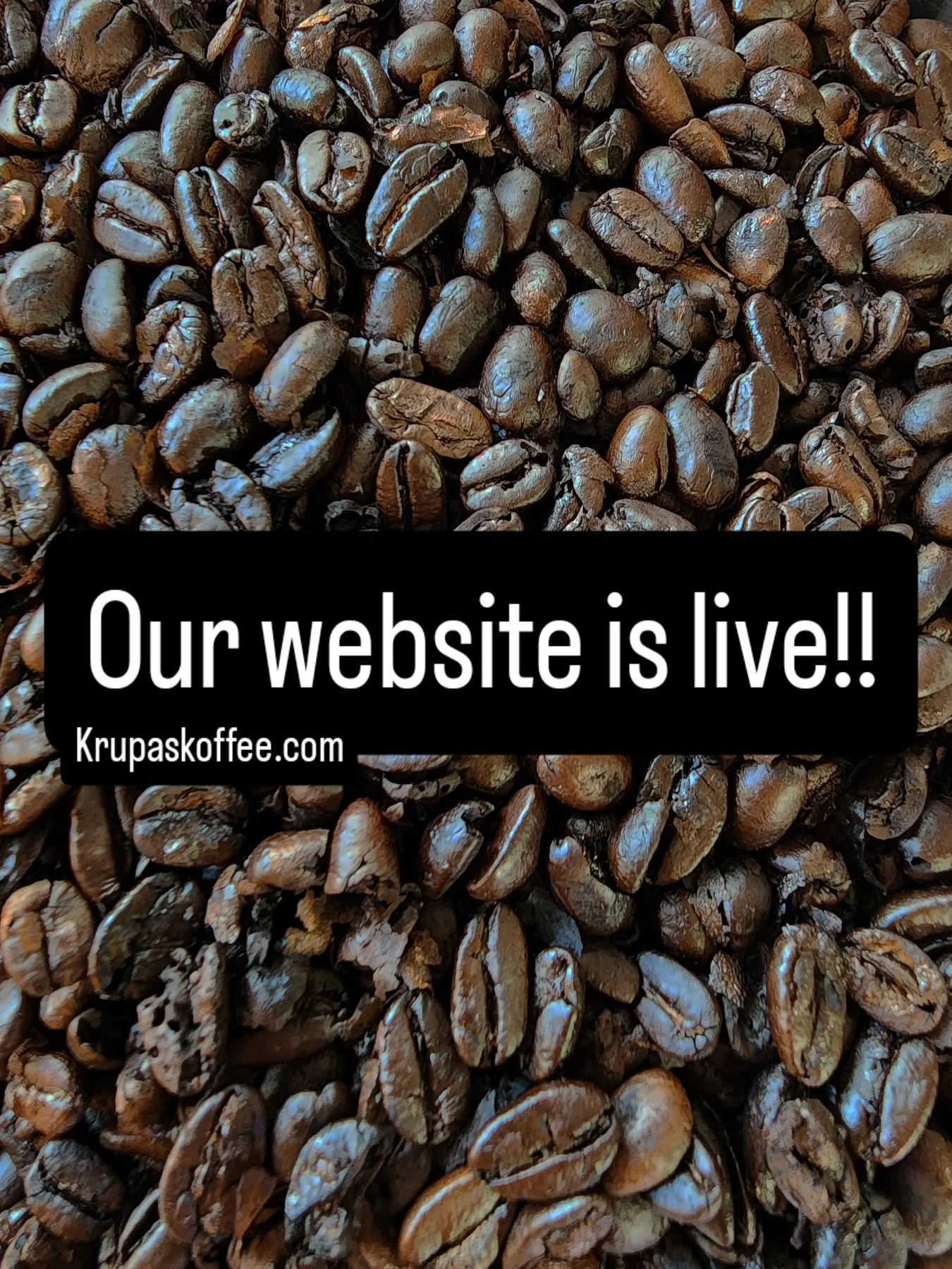 Our website it live!

Krupaskoffee.com

We currently have 3 roasts available, ranging from medium to dark!! 
- Krupas Koffee
- Guatemala Roast
- Einsteins Brew

In the works!
- Light roast
- House blend
- Holiday roast

Our coffee is available in 3 p