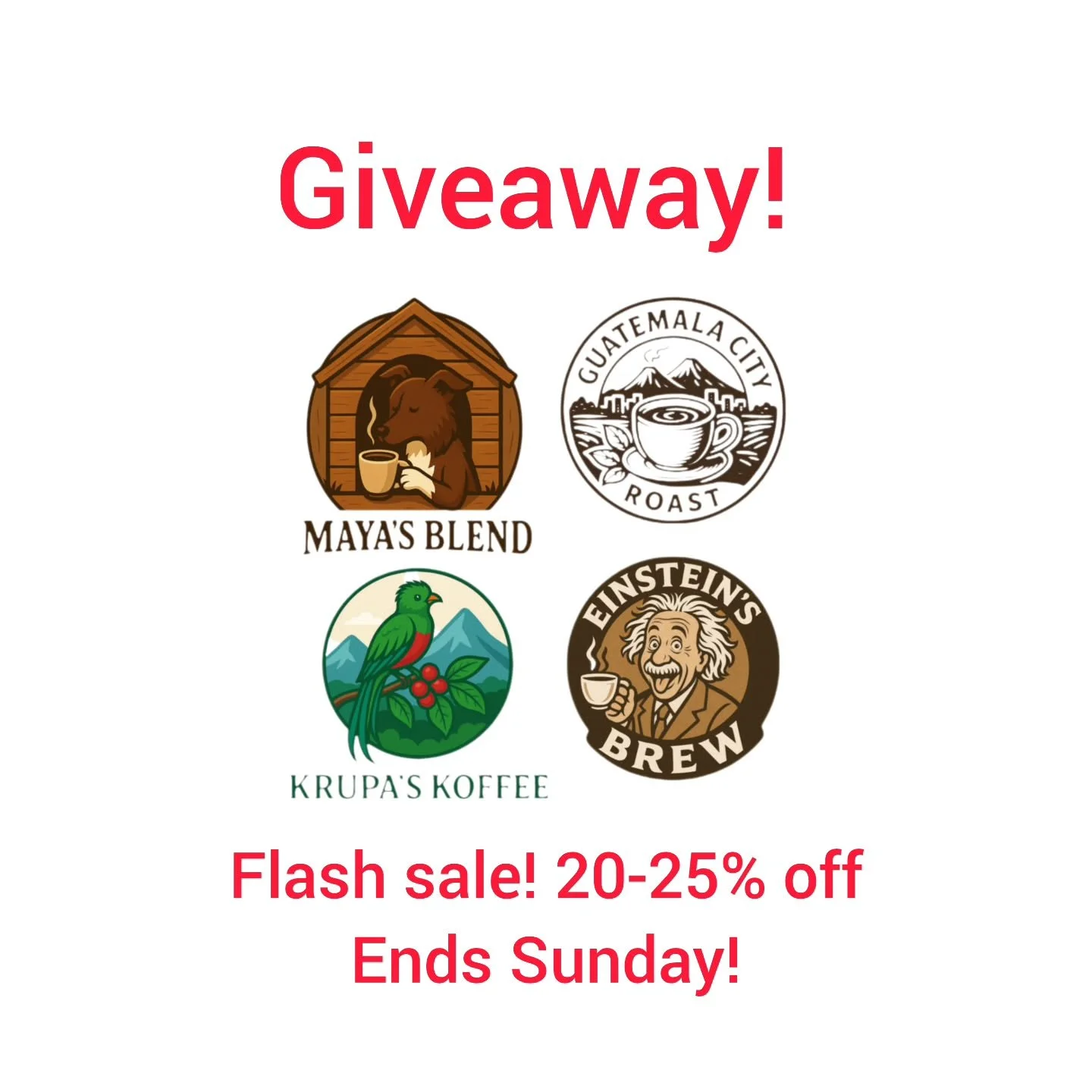 🔥 Giveaway time! 🔥

Plus a sale to go with it! 💯

**Giveaway Details**

We are choosing 2 winners to recieve a variety sample pack (1 of each roast, 4 total)

How to enter! 

1. Like this post!
2.Tag a coffee lover! (up to 5 entries!)
3. Share thi