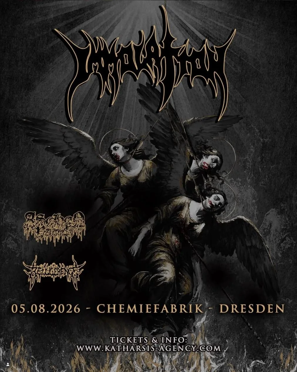 Immolation, Aschenvater, Belligerence, Dresden Chemiefabrik 05.08.2026
