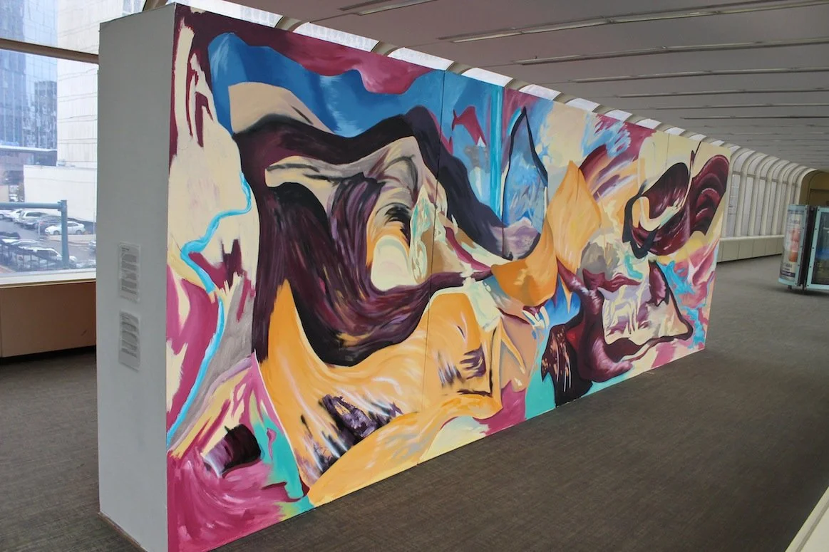 Mural for "Survey of (Artist) Spaces", Gateway Project Spaces, Newark, NJ Enamel on wall (Left Perspective). 120 x 313 IN. 2016.