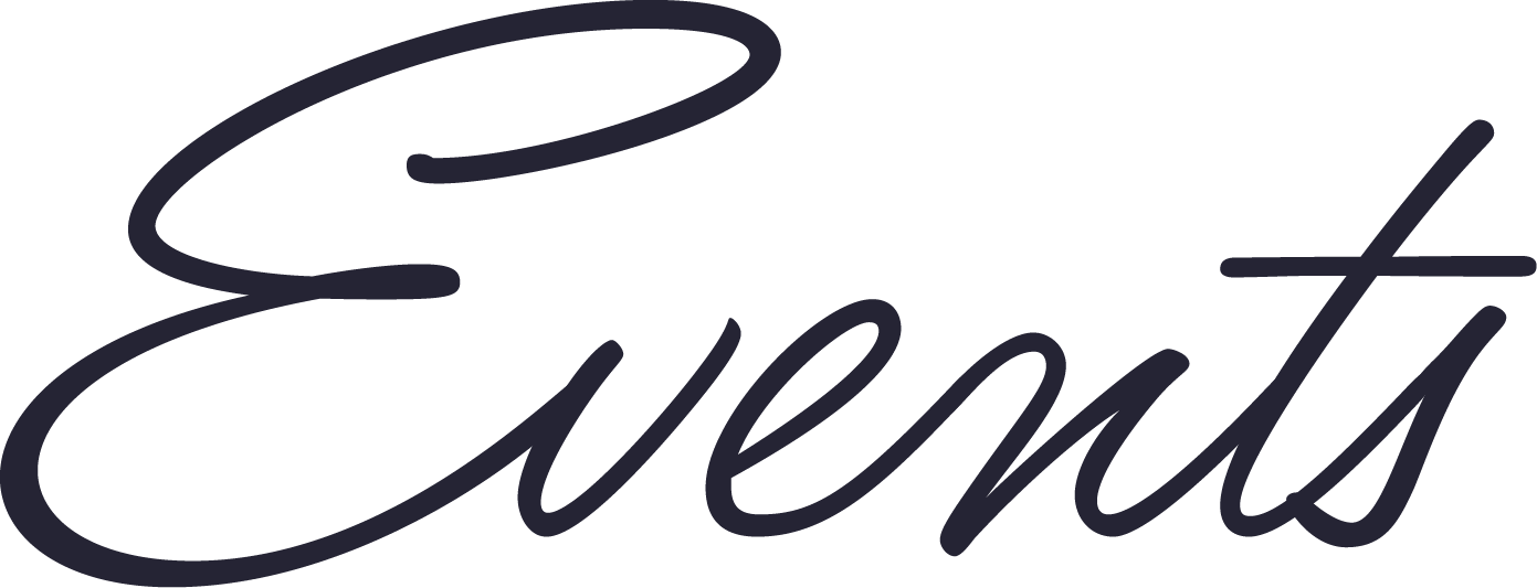 The word 'Events' written in elegant, cursive script in a dark color.