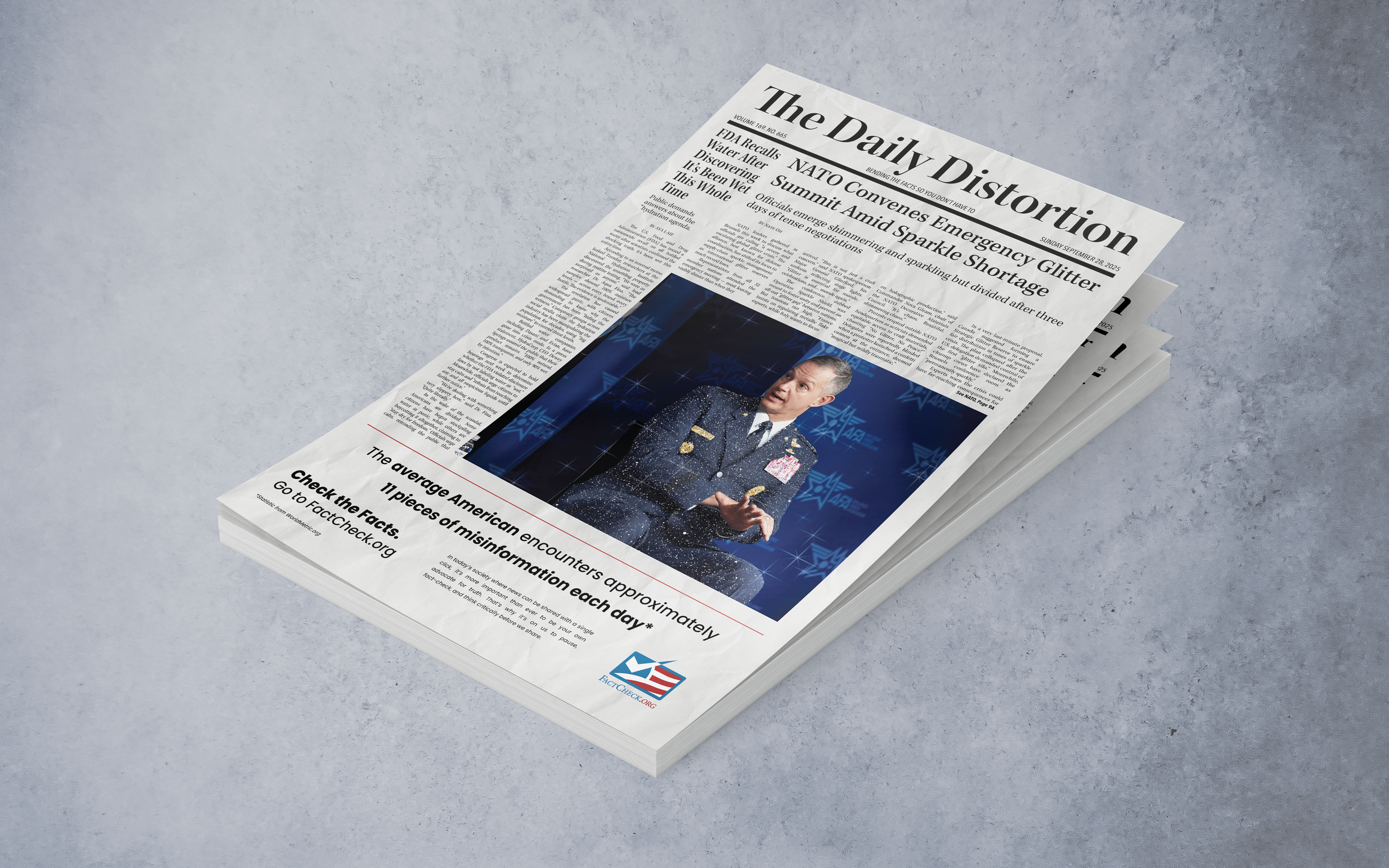 "The Daily Distortion" satirical newspaper mockup