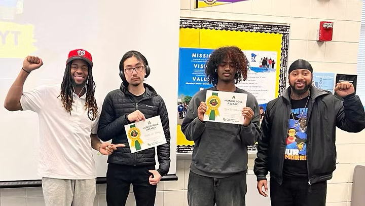 Brothers Aaden and Ayub with their Mentors