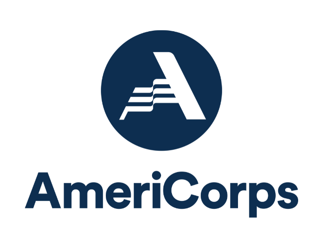 AmeriCorps logo featuring a stylized letter A with horizontal stripes and the word AmeriCorps below.