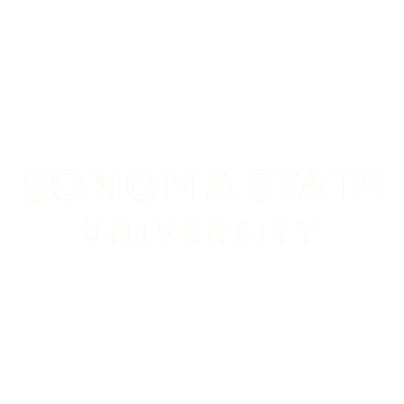Sonoma State University logo with text in white on a black background.