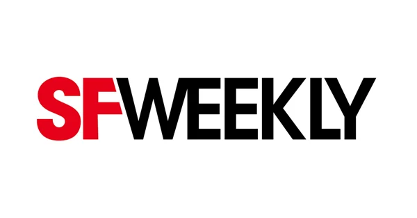 SF Weekly logo with a white background, featuring 'SF' in red and 'WEEKLY' in black.