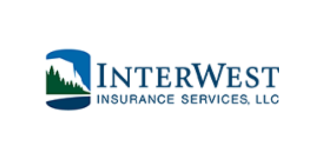 Interwest Insurance Services, LLC logo with a graphic of a waterfall, trees, and a curved blue shape.