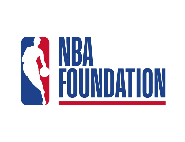 NBA Foundation logo featuring a silhouette of a basketball player dribbling, with the text 'NBA Foundation' beside it.