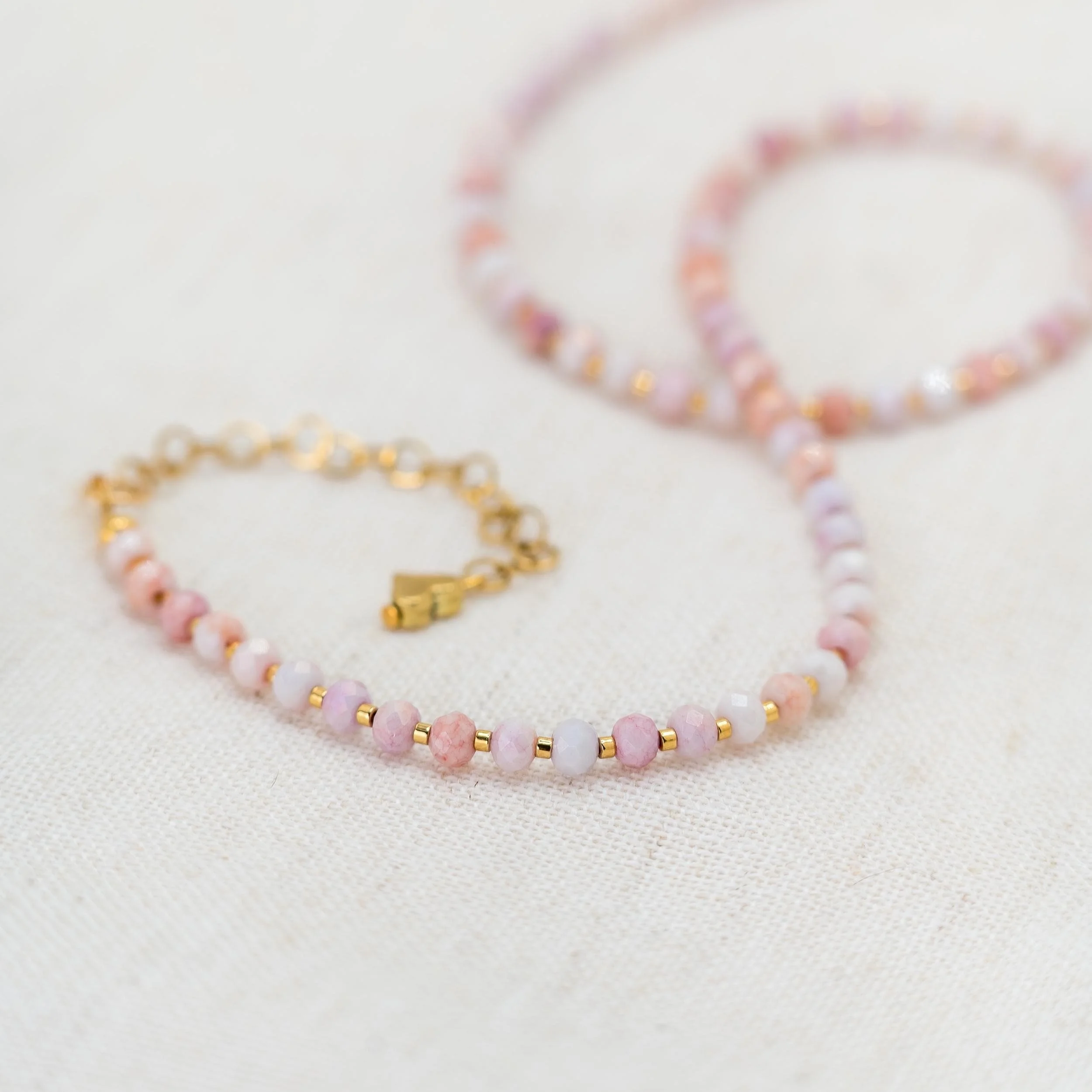 Pink Opal Beaded Necklace