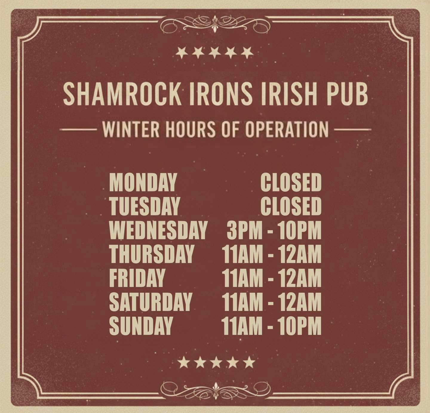 ❄️ Winter Hours Update at Shamrock Irons 🍀

As winter settles into Asheville, downtown naturally slows down&mdash;and it becomes one of the best times to enjoy the city at an easier pace.

Starting this week, we&rsquo;ll be CLOSED on Mondays and Tue