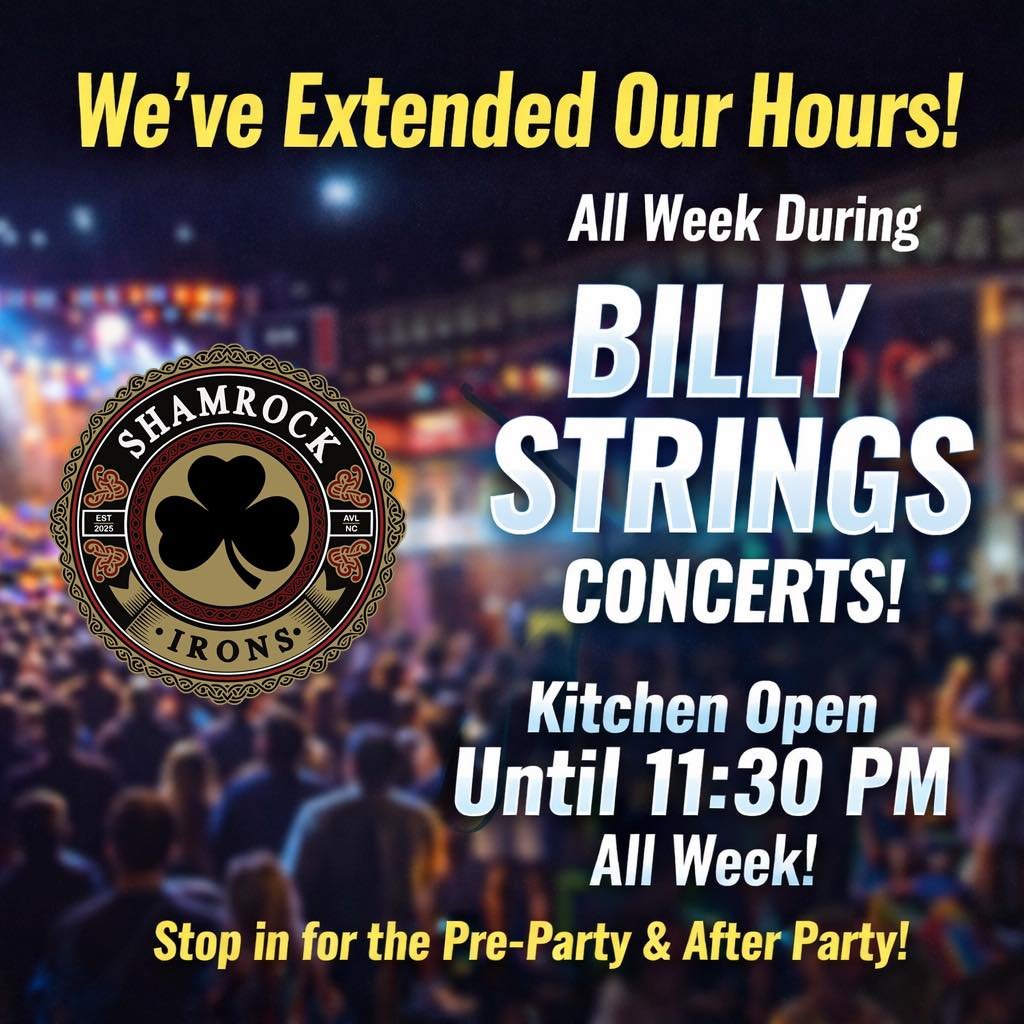 🎶 Concert week = extended hours! 🍻🔥

We&rsquo;re open TONIGHT and all week during the Billy Strings shows at the Cherokee Center.

➡️ Pre-party with us
➡️ After-party with us
🍴 Kitchen open until 11:30 PM

Come grab food, drinks, and good vibes b