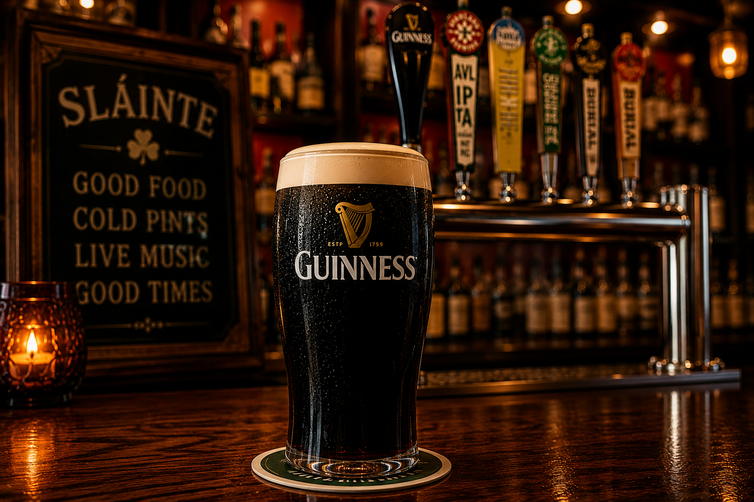 Freshly poured Guinness at the bar inside Shamrock Irons Irish Pub in downtown Asheville.