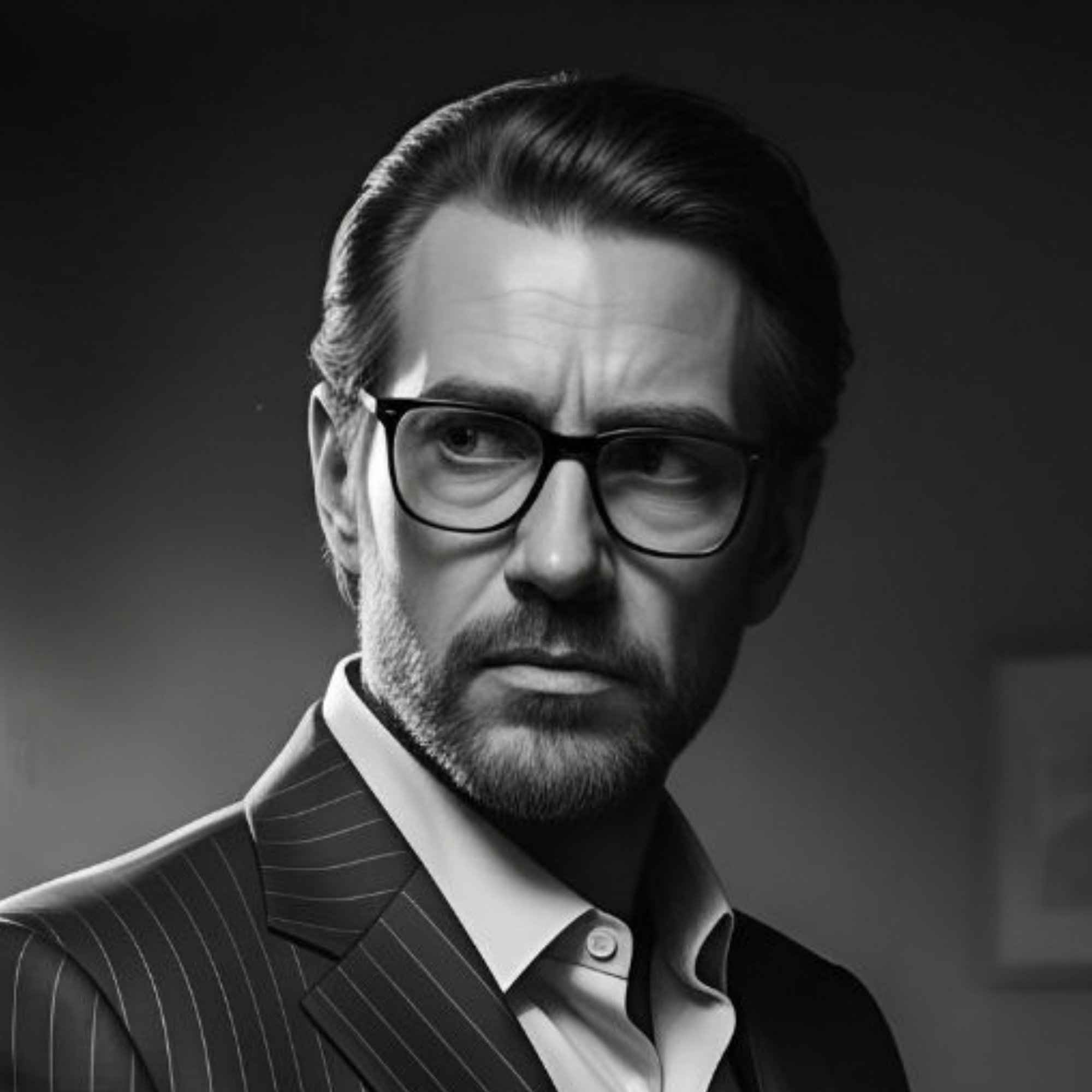 John Addison, wearing a dark suit and rimless glasses, seated in his law office.