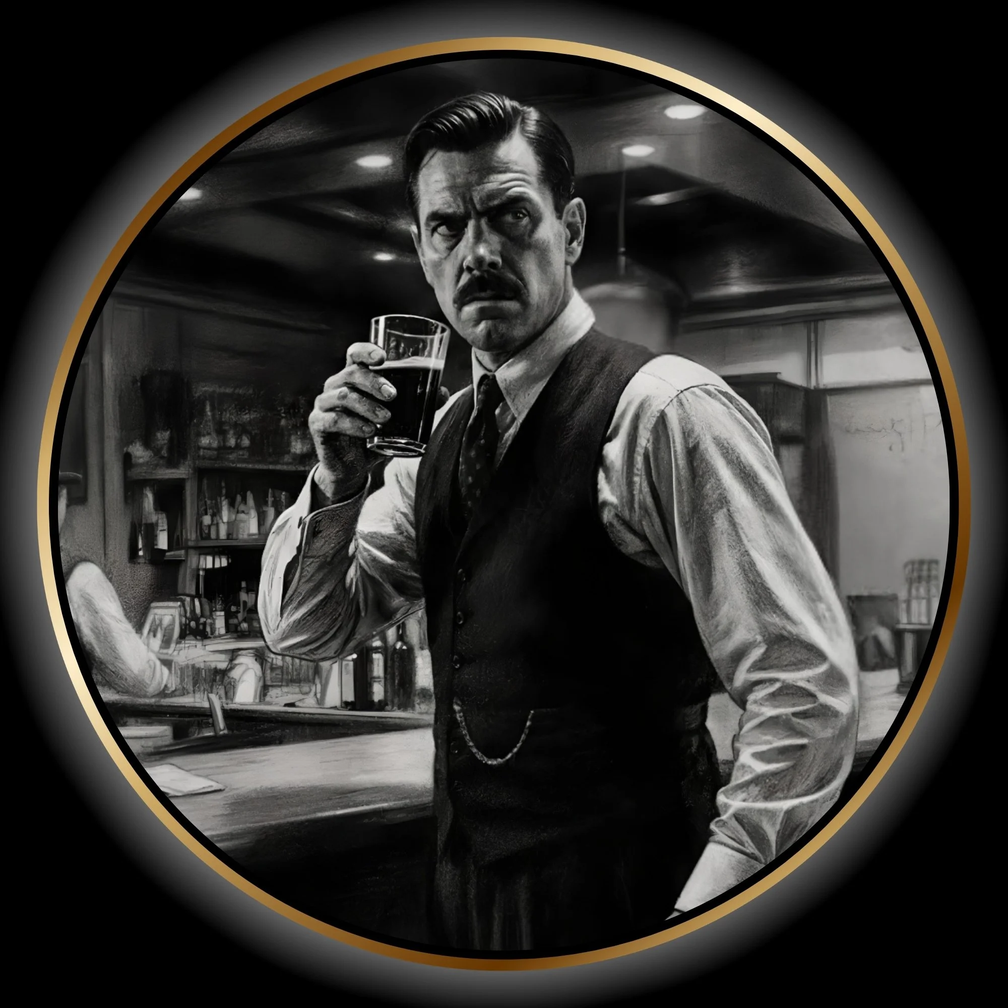 Raul looking offended standing by bar counter from Anger Mismanagement