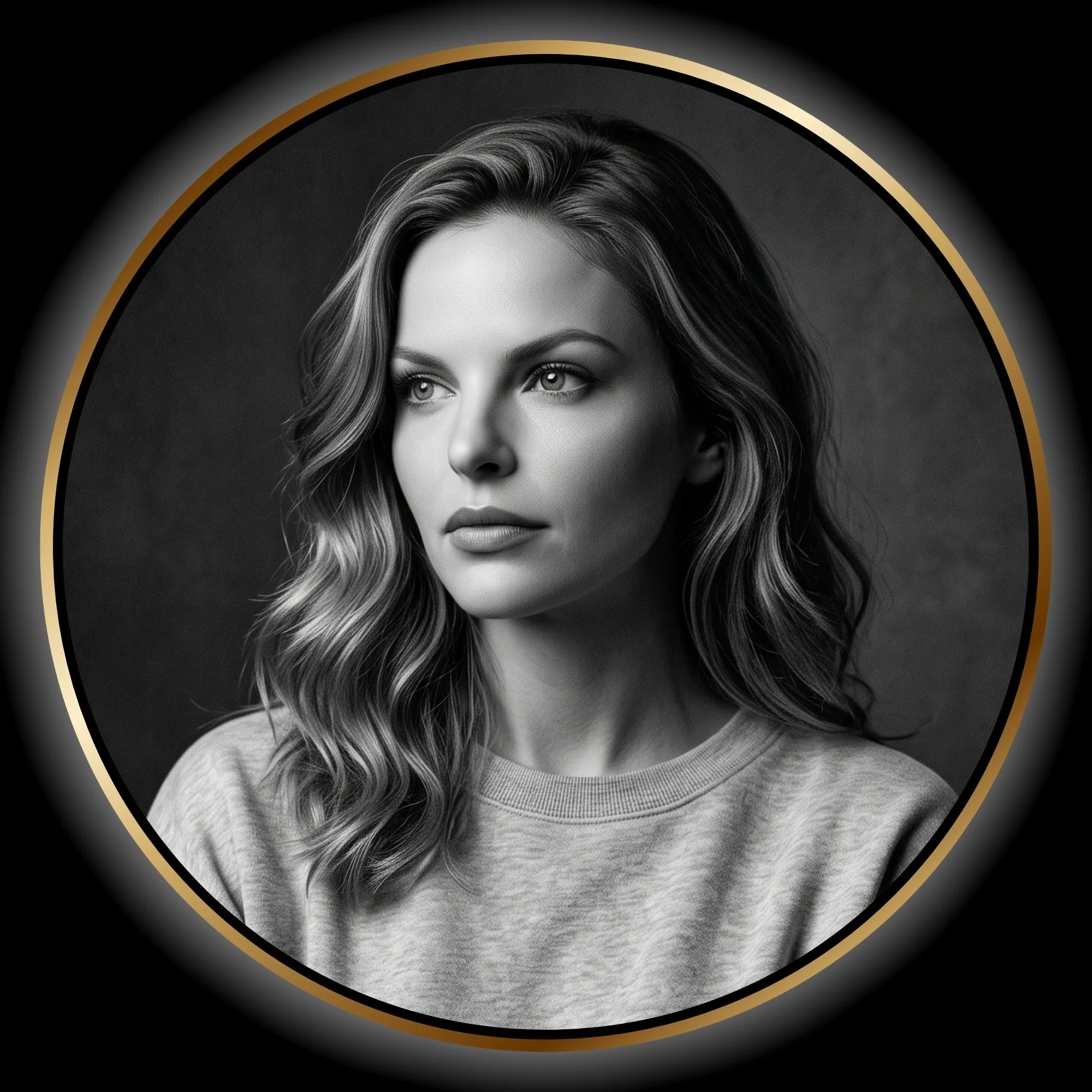 Black-and-white portrait of Zoe, a long-haired woman from Max’s past in Paper Trail.