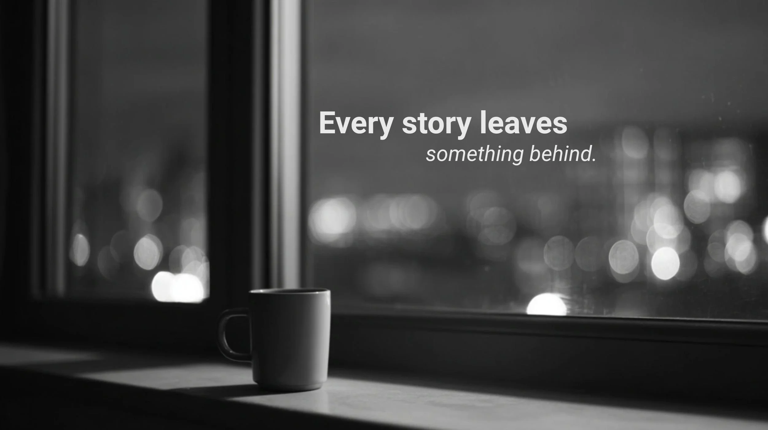 Every story leaves something behind image for Things You Keep displaying mug on a windowsill