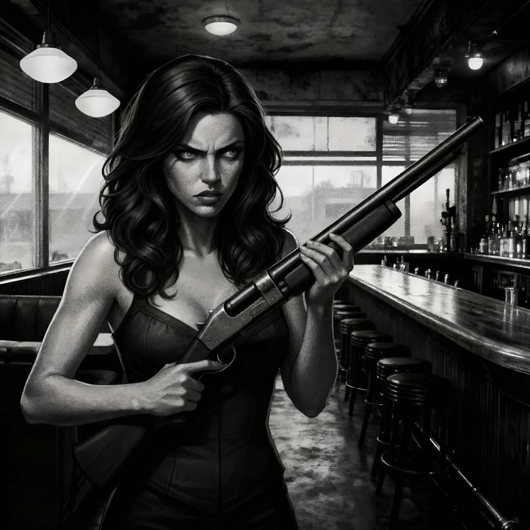 Zoe tracks down Max in the diner with a rifle in her hands