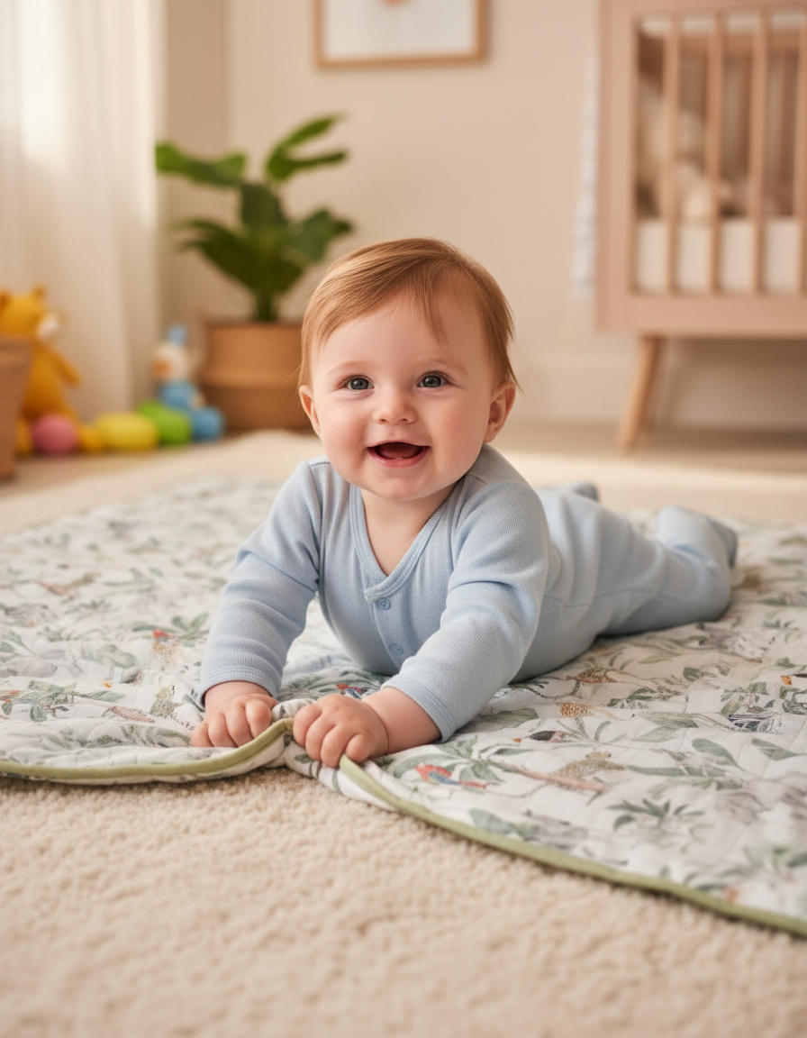 baby on a baby blanket