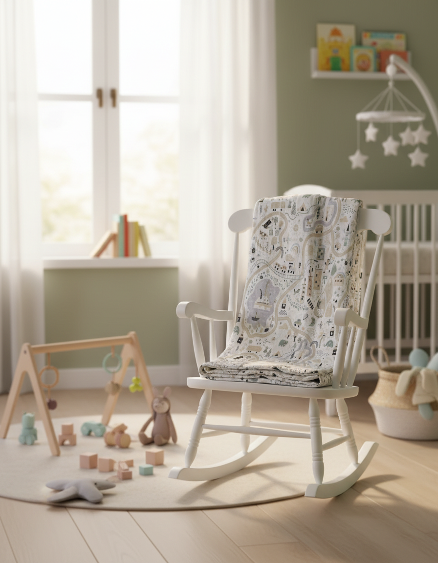 baby blanket on a chair in a nursery