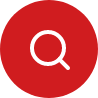 A red circular icon with a white magnifying glass symbol in the center.