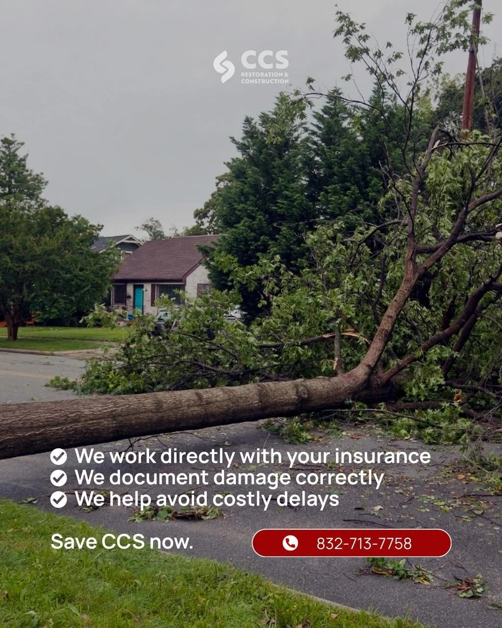 Emergency storm damage restoration service in The Woodlands TX