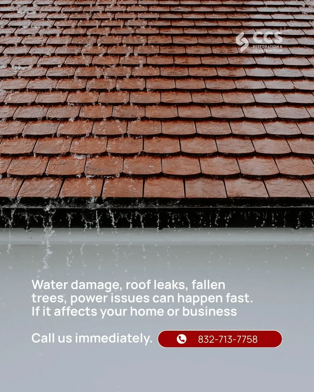 Emergency business restoration service responding to active roof leak and water damage
