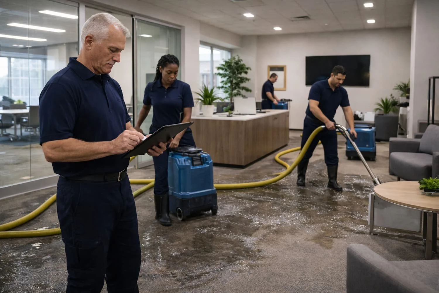 Commercial restoration service performed by a professional team in a Houston, Texas business