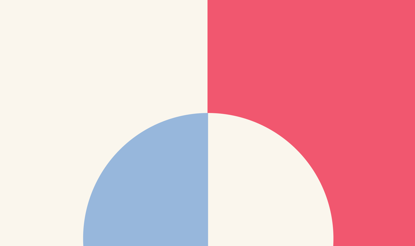Colorful abstract design with large overlapping semi-circles in pastel shades of cream, blue, and pink.