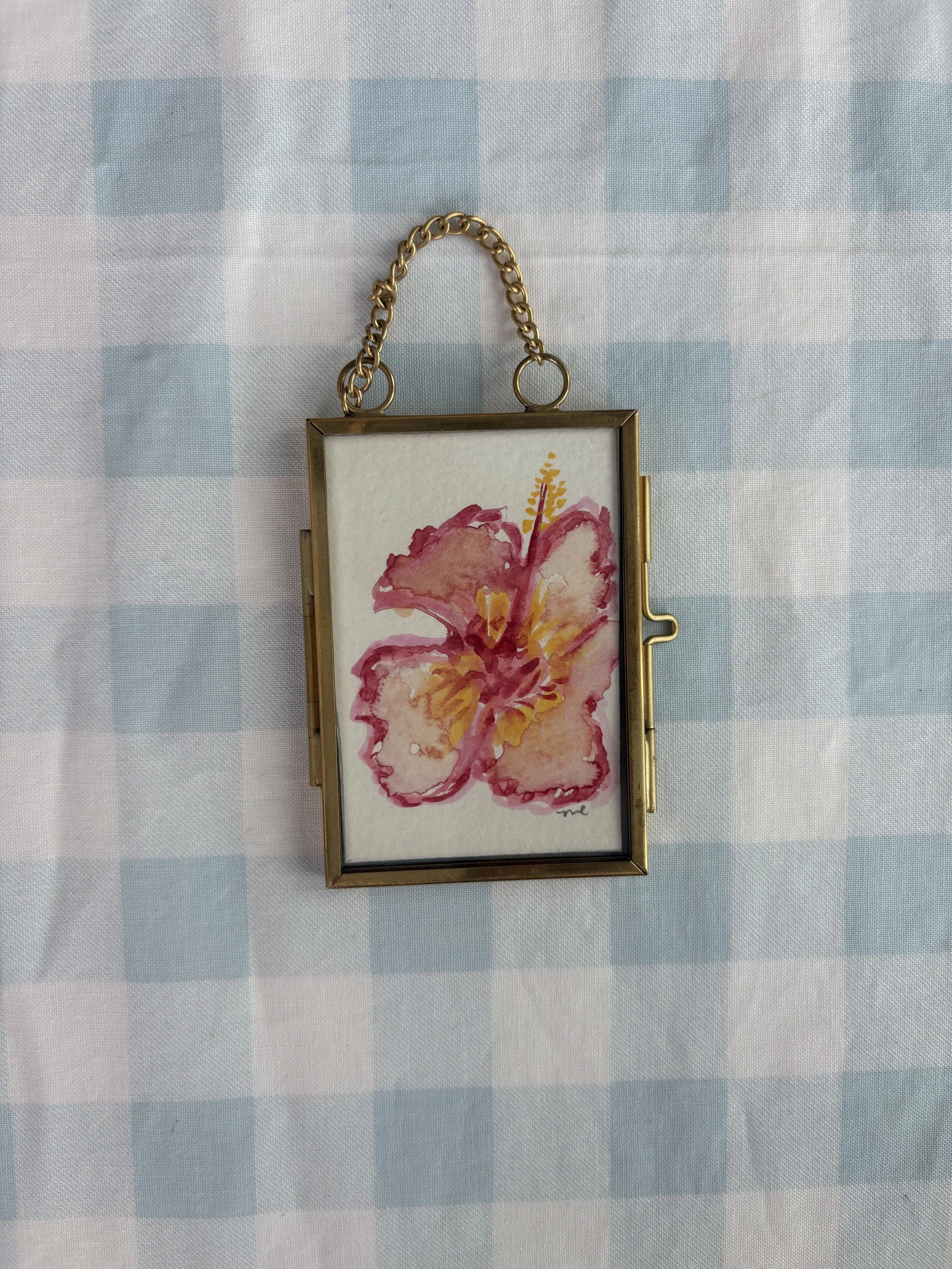 Hibiscus Mini — Original Framed Watercolor