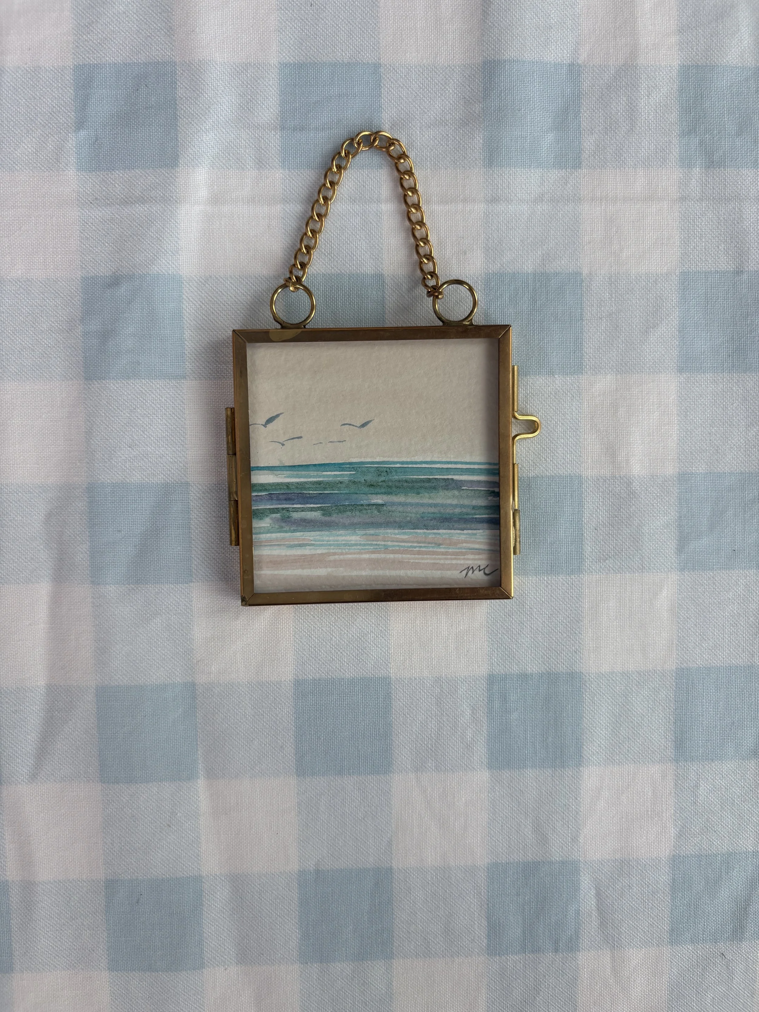 Calm Coast Mini — Original Framed Watercolor