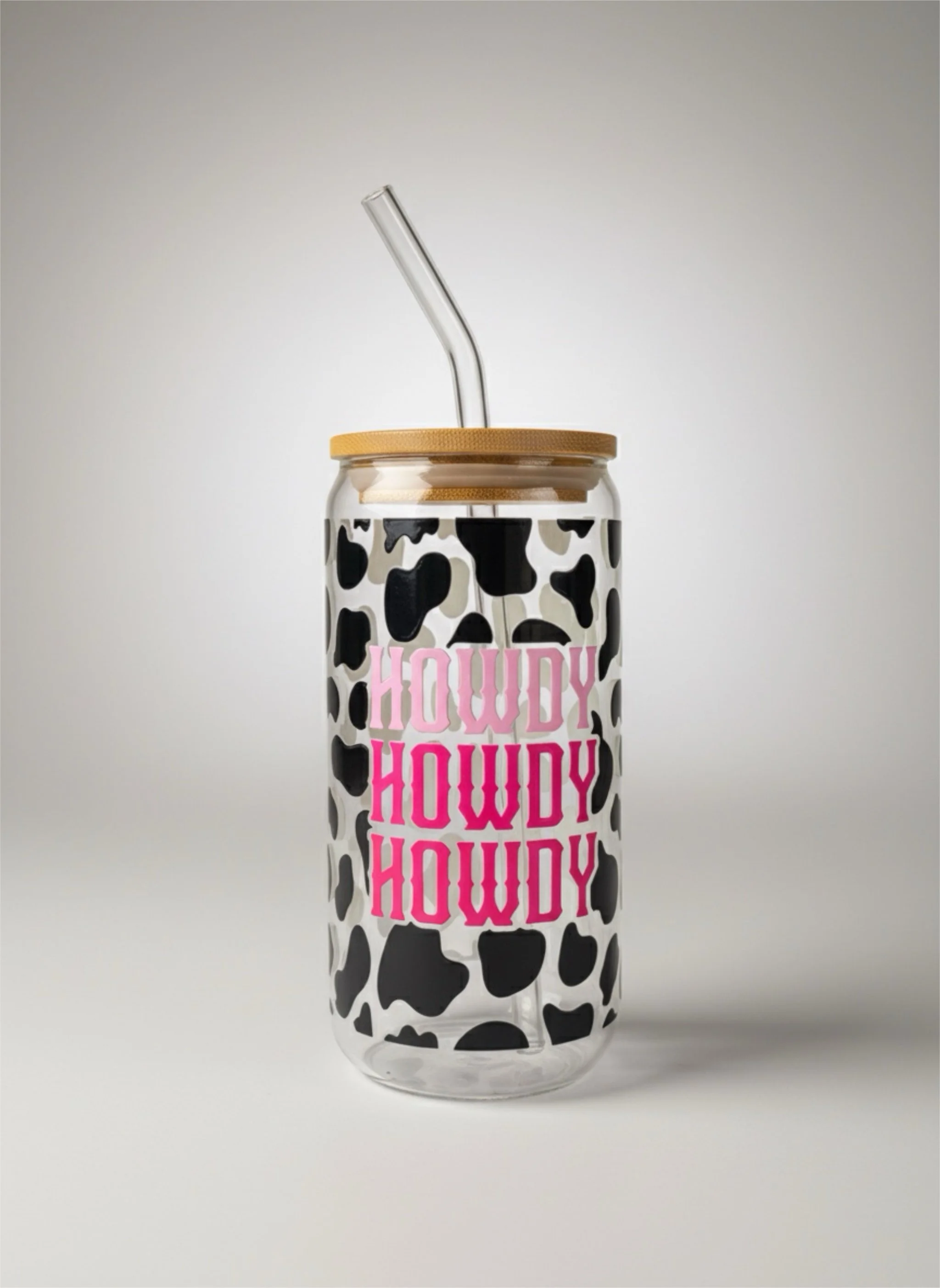 Howdy Glass Tumbler with Glass Straw