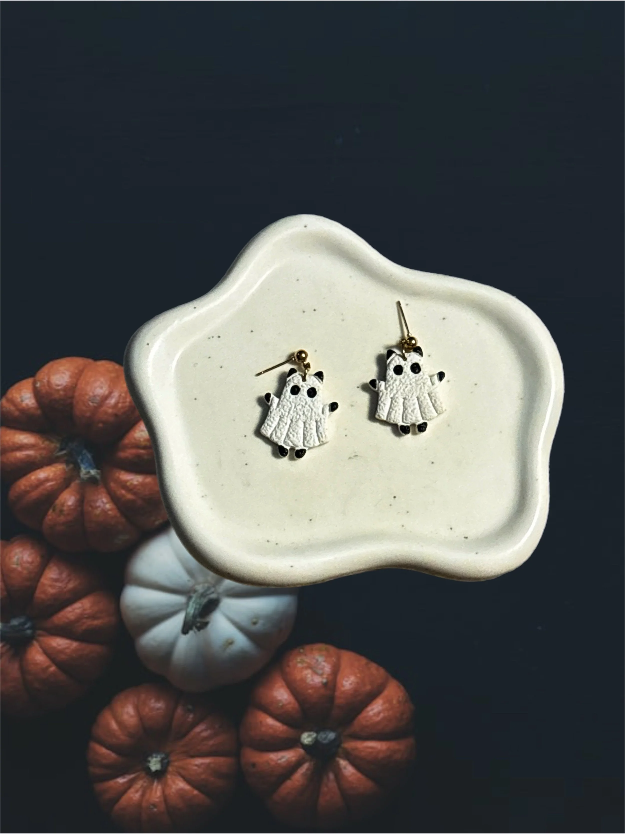 Black Cat Ghost Earrings