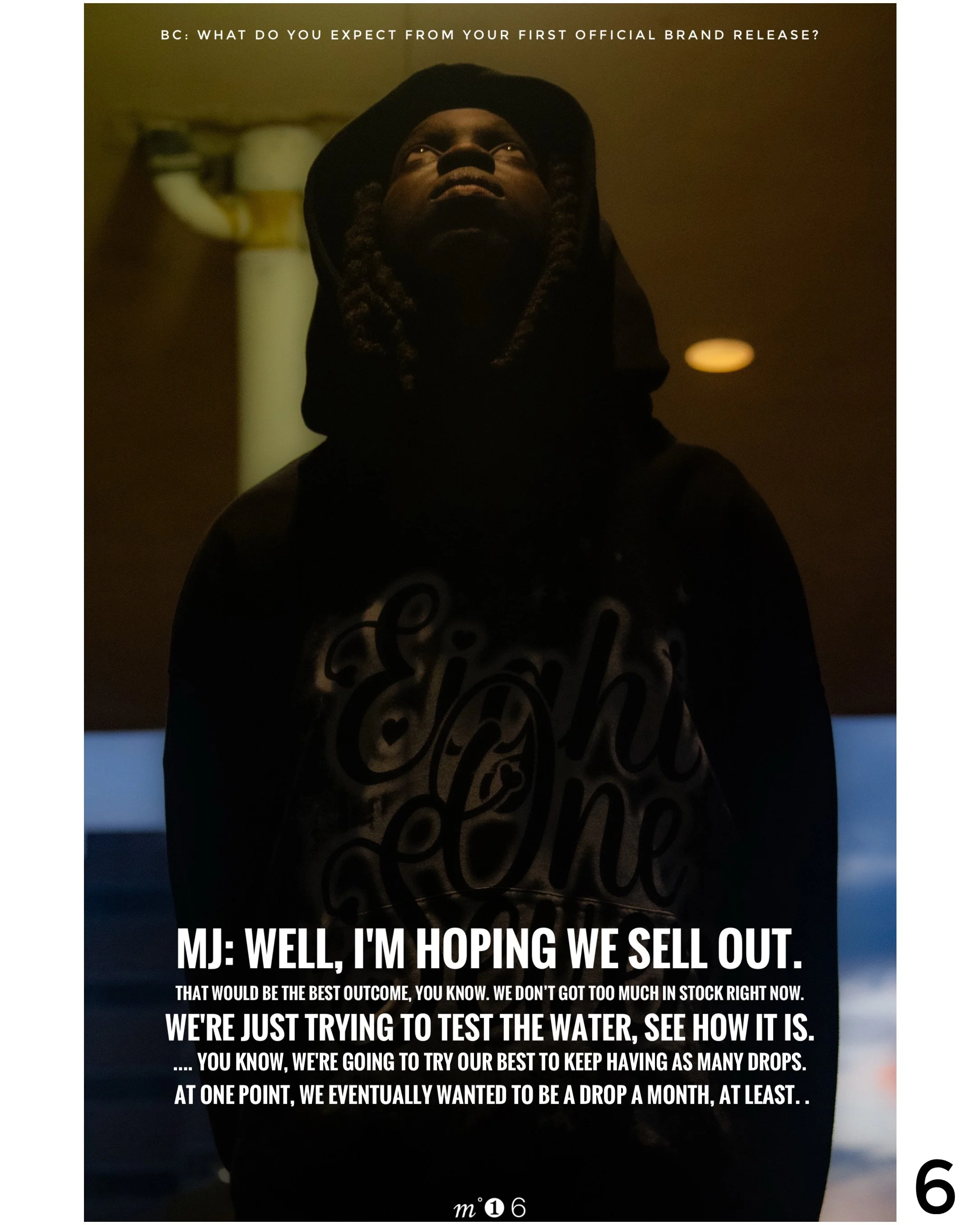 A person wearing a black hoodie with the phrase 'Elihu' on it is standing indoors in front of a dark background with some lights. The person has their head tilted upwards. There is a text overlay at the top asked about expectations from an official b