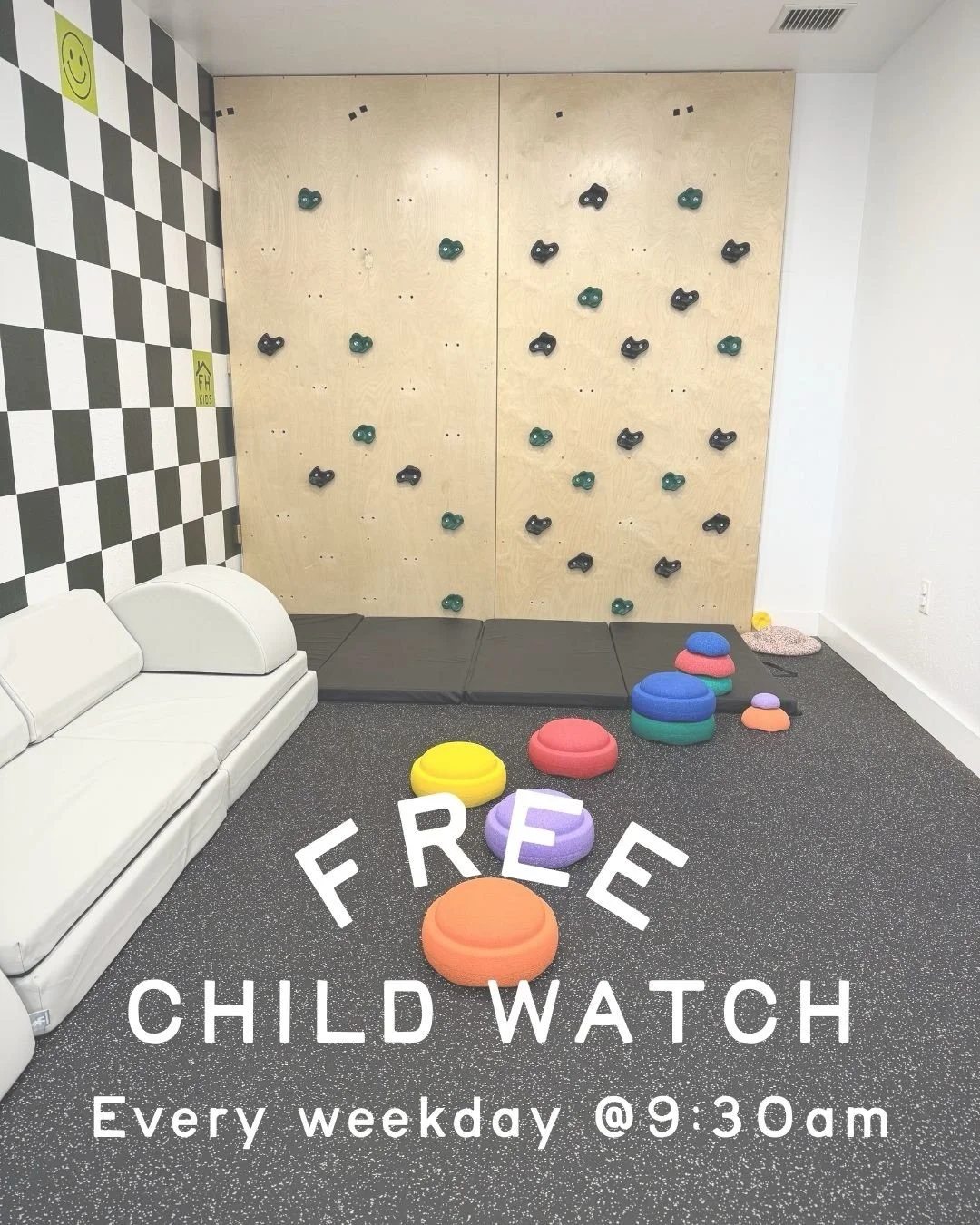 Did you know our kids room has supervised child watch Monday through Friday at 9:30am class? For FREE to all of our unlimited members! Swipe to the end to see who will be watching your babies 😍

What is child watch?
✔️ enclosed room with a viewing w