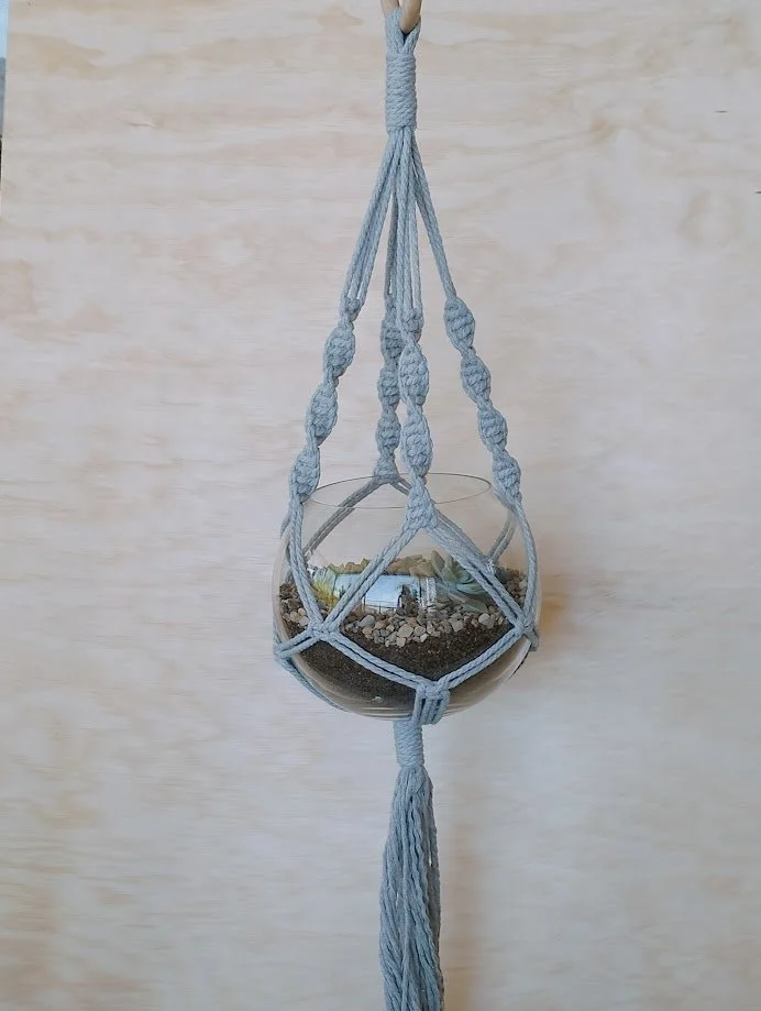 Grey Macrame Terrarium/Plant Hanger - Terrarium not included