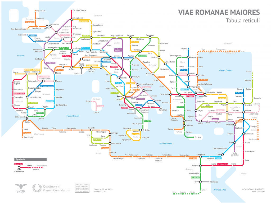 Sasha Trubetskoy’s subway-style diagram of the major Roman roads