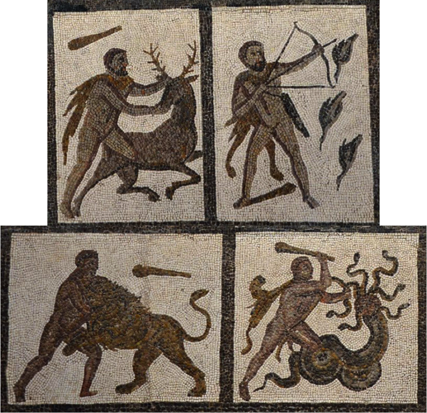 Ancient mosaic of Hercules