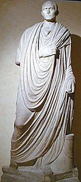 Ancient Roman statue showing toga-clad man