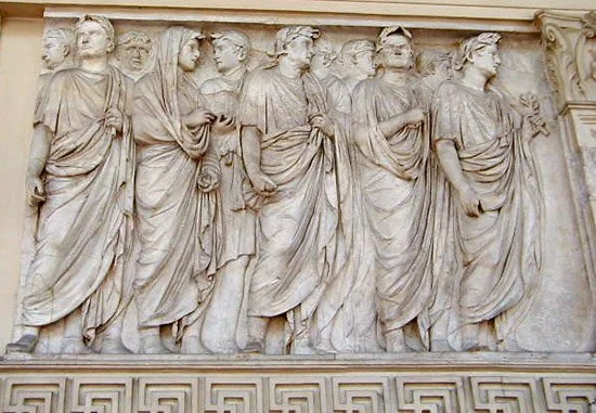 Relief of ancient Romans walking