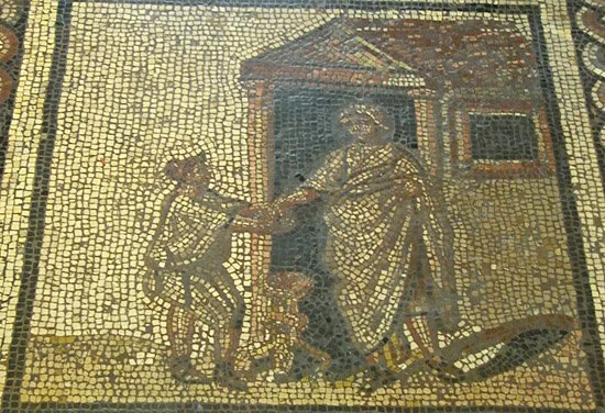 Mosaic of two Roman people